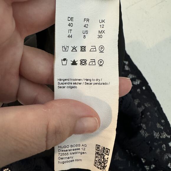 BOSS Hugo Boss Dasicana Lace Pencil Dress 8 US Navy Blue Cocktail Quiet Luxury - Picture 8 of 15